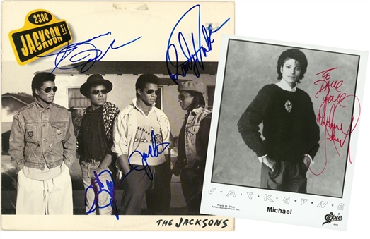Lot of (2) Michael Jackson & Family Single/Multi Signed Memorabilia Including Photo & Album (JSA)